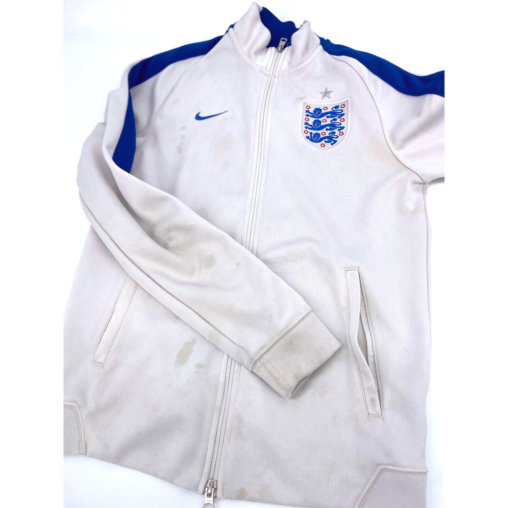 Nike England N98 National Team Soccer Track Jacket White /Blue -AUTHENTIC